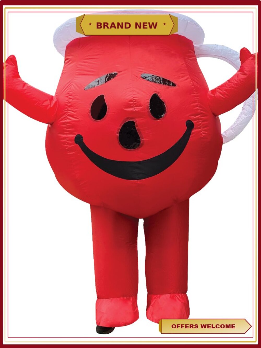 Adult Inflatable Kool Aid Man Halloween Costume Full Body Blower One Size